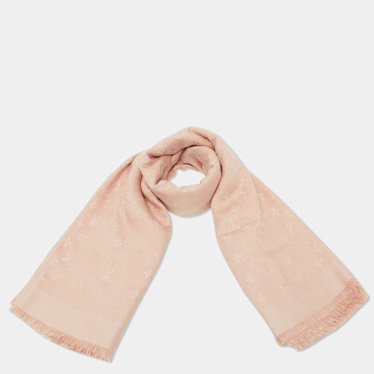 Pre Owned Louis Vuitton Natural Monogram Silk & Wool Shawl