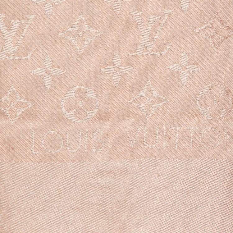 Pre Owned Louis Vuitton Natural Monogram Silk & Wool Shawl