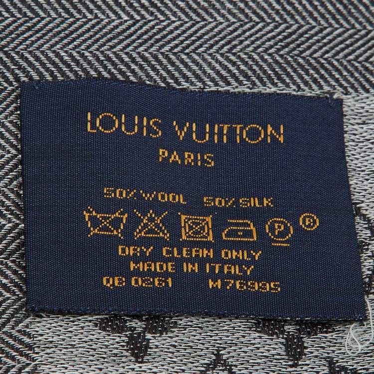 Pre Owned Louis Vuitton Black Monogram Silk & Wool Petit Louis Shawl