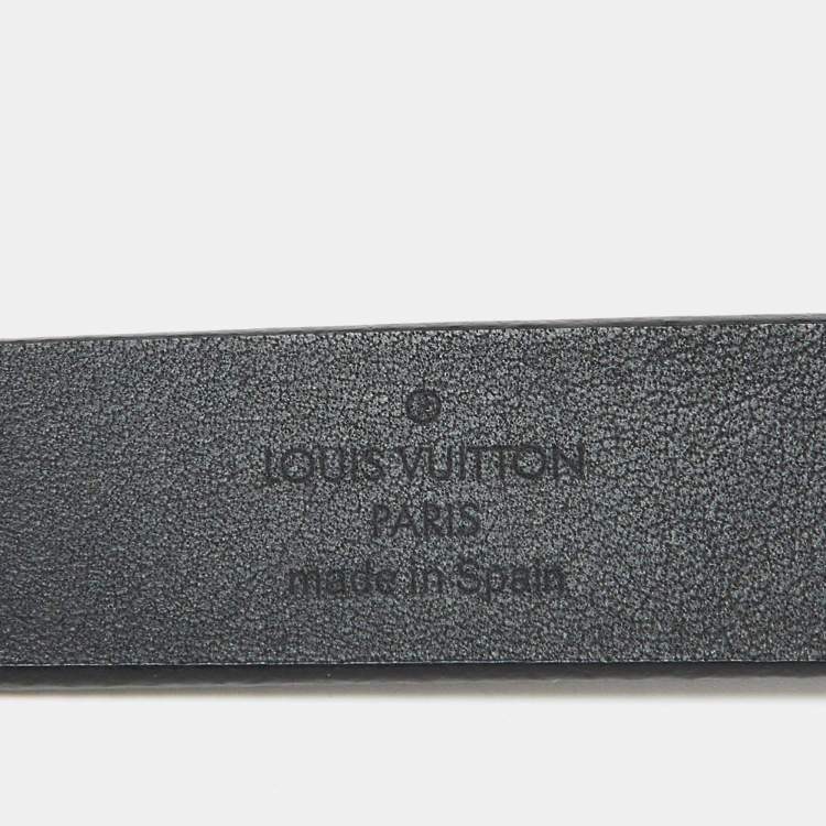 Pre Owned Louis Vuitton Grey/Black Leather LV Initiales 20MM Belt 80 CM