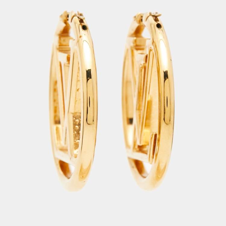 Pre Owned Louis Vuitton Louise Gold Tone Hoop Earrings
