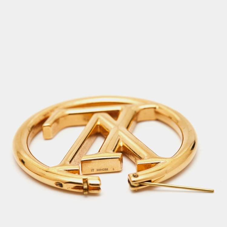 Pre Owned Louis Vuitton Louise Gold Tone Hoop Earrings