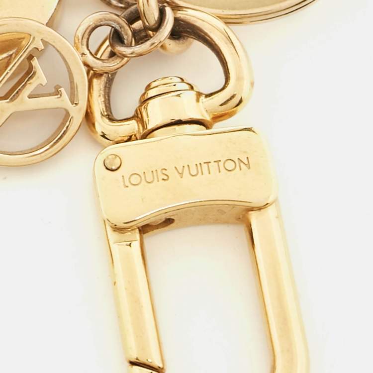 Pre Owned Louis Vuitton Multicolor Enamel Striped Flower Gold Tone Bag Charm