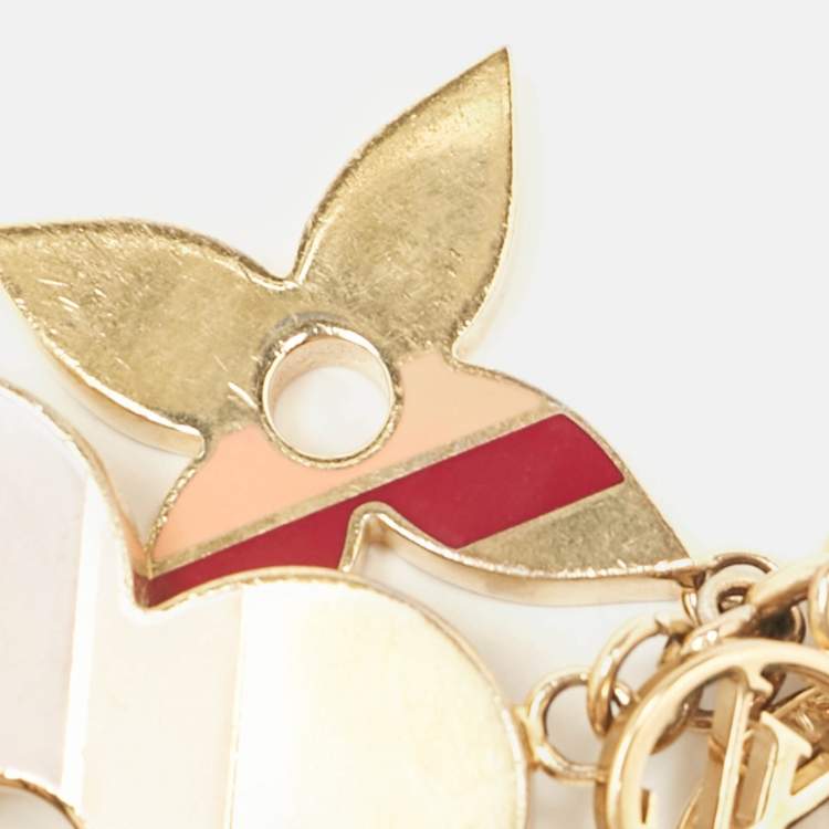 Pre Owned Louis Vuitton Multicolor Enamel Striped Flower Gold Tone Bag Charm