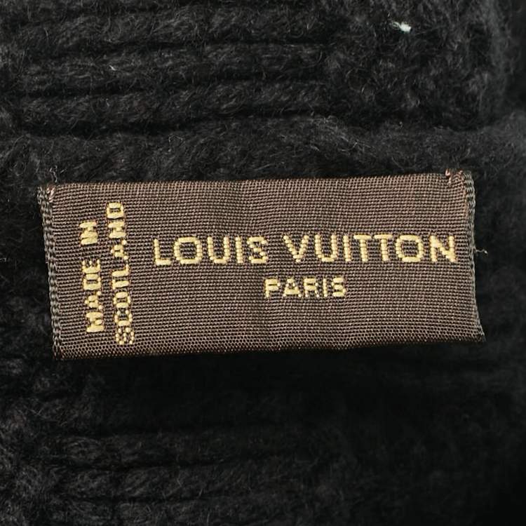 Pre Owned Louis Vuitton Black Wool Damier Knit Beanie