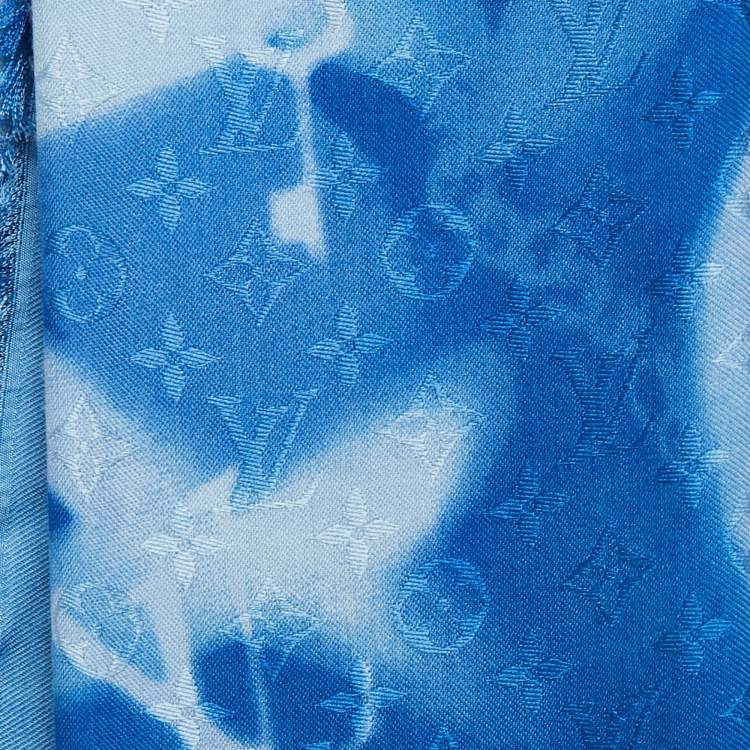 Pre Owned Louis Vuitton Blue X-Ray Chale Monogram Silk & Wool Scarf