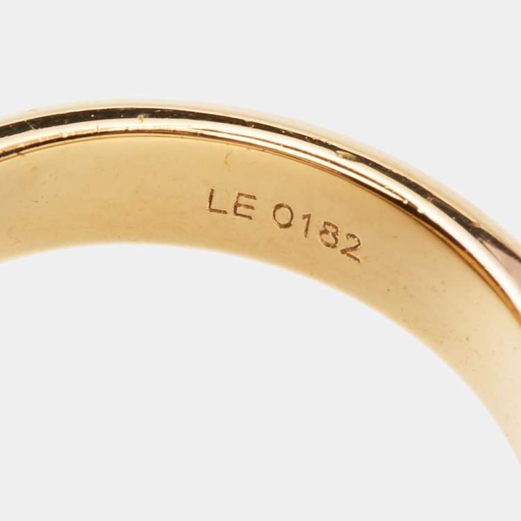 Pre Owned Louis Vuitton Crystals Gold Tone Ring Size 50