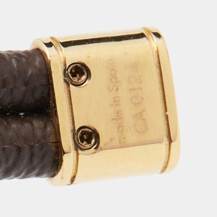 Pre Owned Louis Vuitton Keep It Twice Brown Monogram Canvas Gold Tone Metal Bracelet