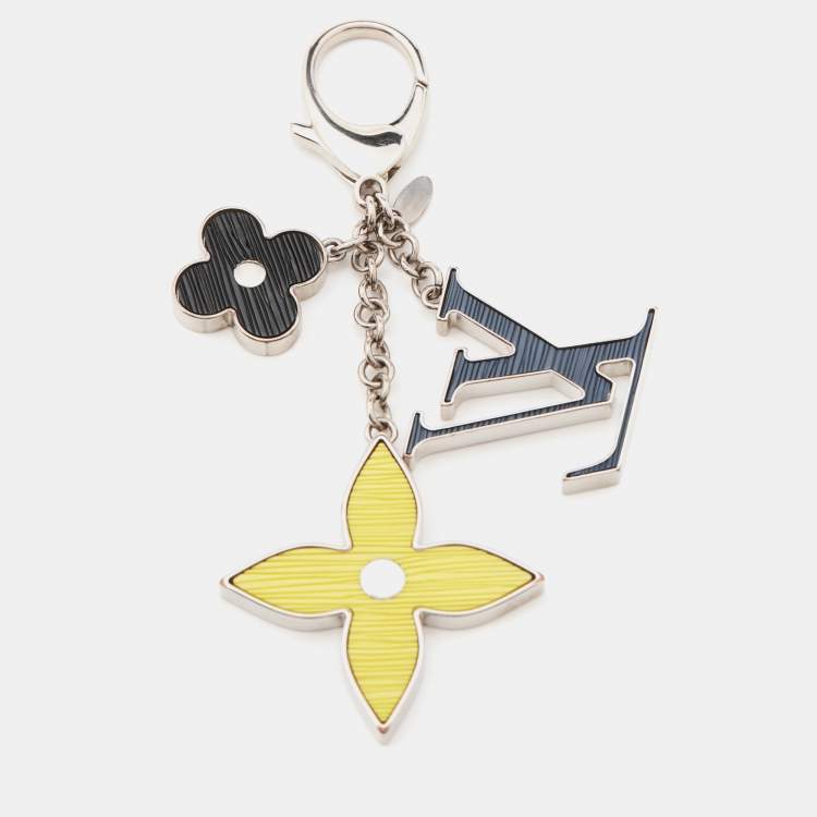 Pre Owned Louis Vuitton Fleur d'Epi Silver Tone Bag Charm Tri-Color Key Chain