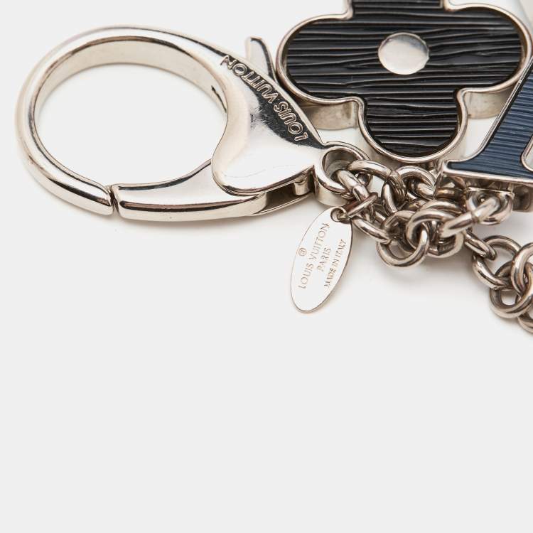 Pre Owned Louis Vuitton Fleur d'Epi Silver Tone Bag Charm Tri-Color Key Chain
