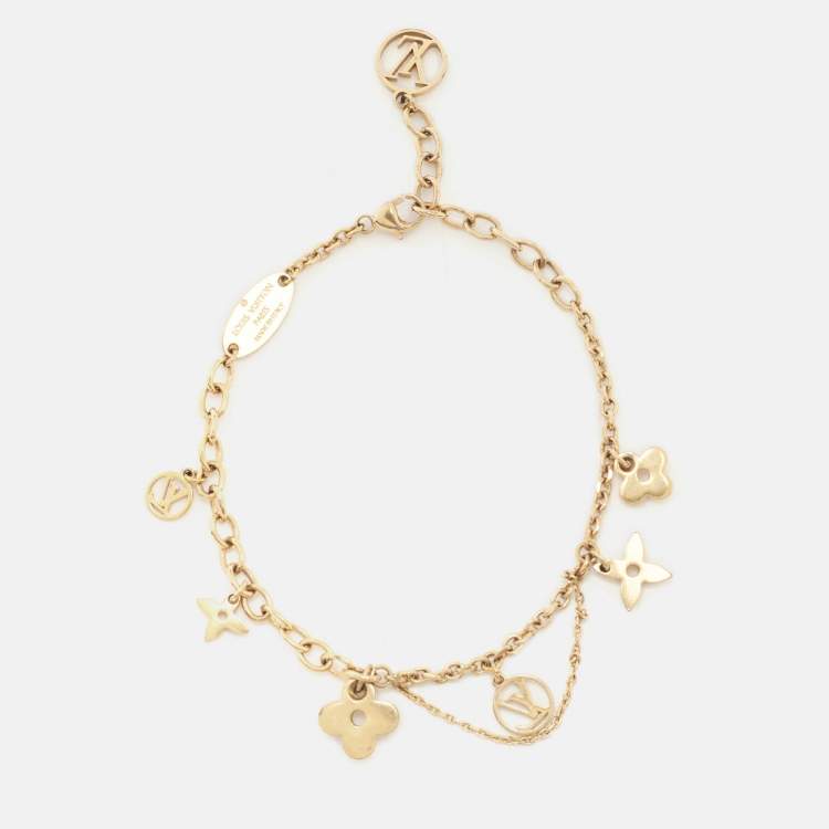 Pre Owned Louis Vuitton Blooming Supple Gold Tone Charm Bracelet
