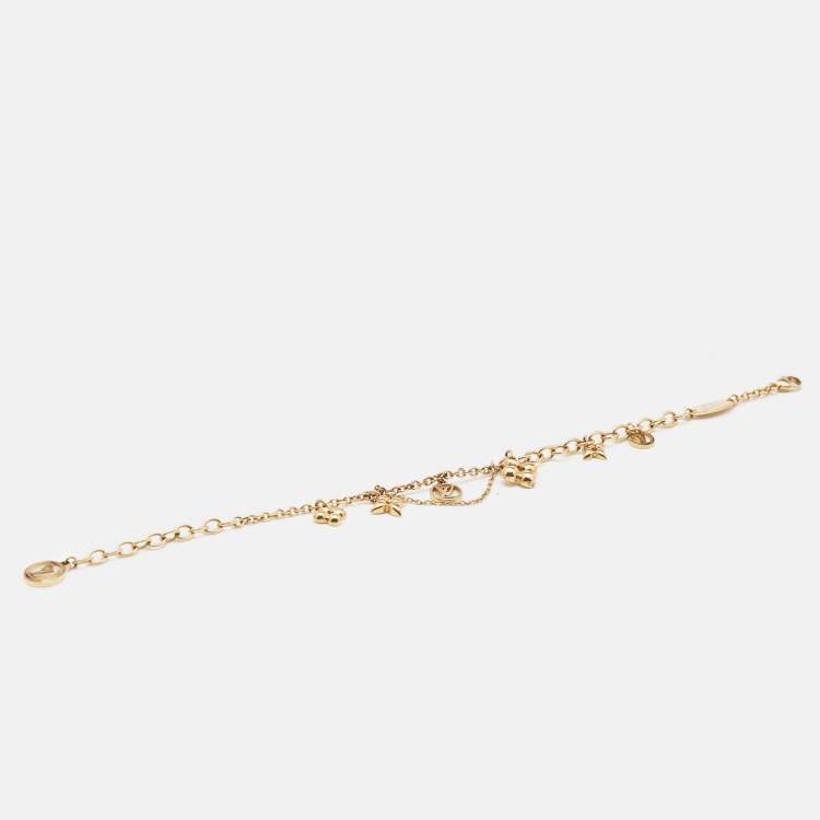 Pre Owned Louis Vuitton Blooming Supple Gold Tone Charm Bracelet