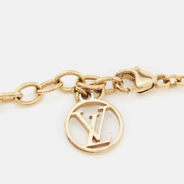 Pre Owned Louis Vuitton Blooming Supple Gold Tone Charm Bracelet