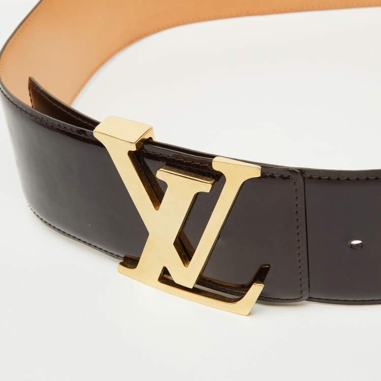 Pre Owned Louis Vuitton Amarante Vernis Leather LV Initiales Waist Belt 75 CM