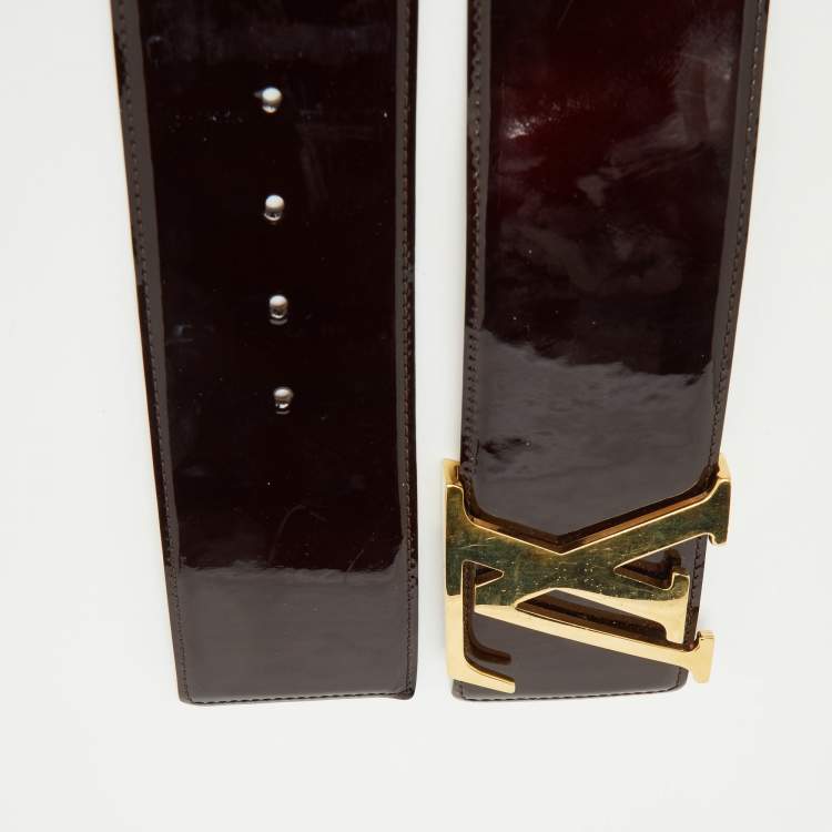 Pre Owned Louis Vuitton Amarante Vernis Leather LV Initiales Waist Belt 75 CM