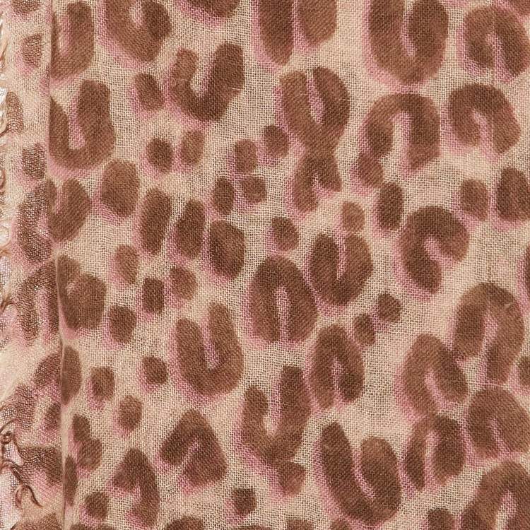 Pre Owned Louis Vuitton X Stephen Sprouse Pink/Brown Leopard Graffiti Print Cashmere & Silk Scarf