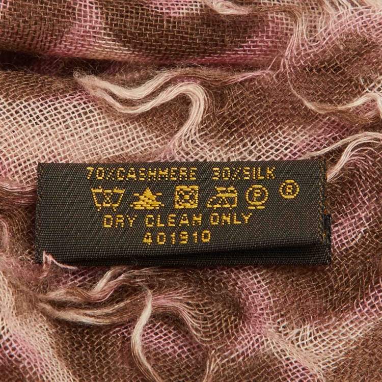 Pre Owned Louis Vuitton X Stephen Sprouse Pink/Brown Leopard Graffiti Print Cashmere & Silk Scarf