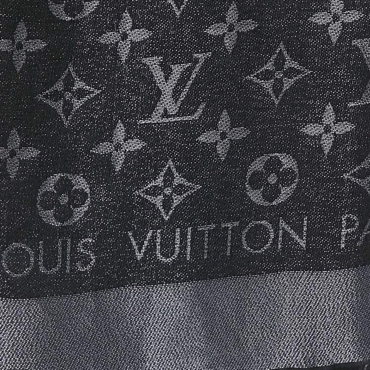 مملوكة مسبقًا Louis Vuitton Black/Silver Silk Blend Monogram Shine Shawl