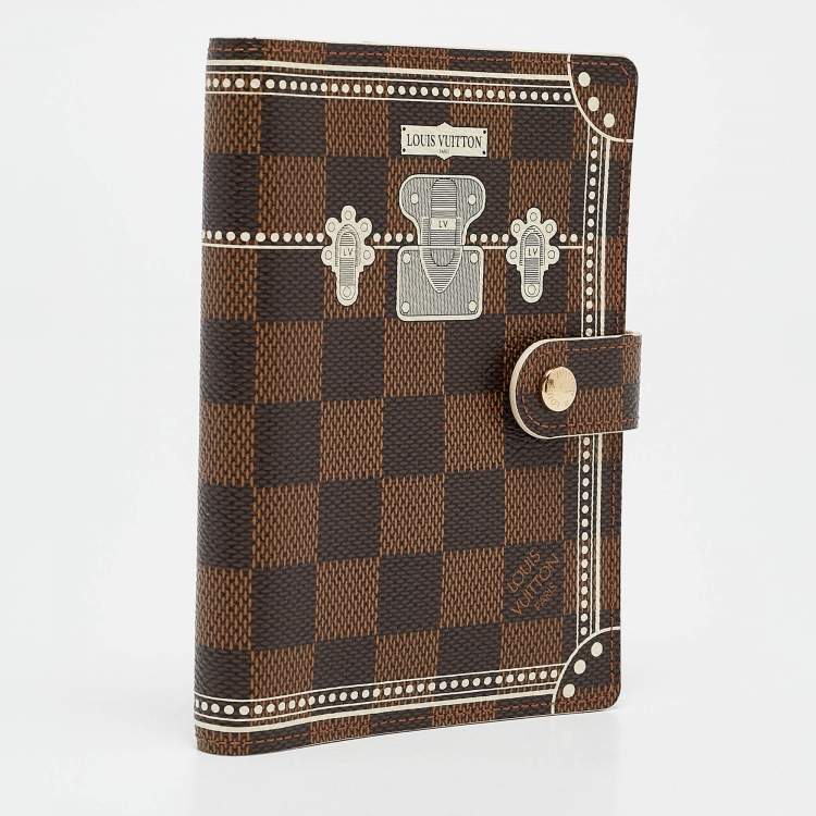 مملوكة مسبقًا Louis Vuitton Damier Ebene Trunk Canvas Small Ring Agenda Cover