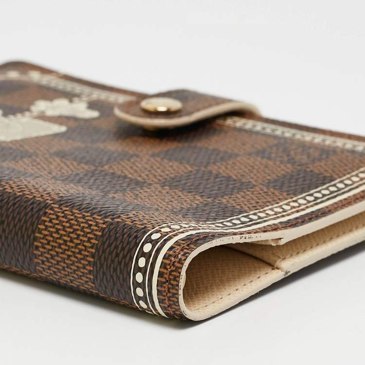 مملوكة مسبقًا Louis Vuitton Damier Ebene Trunk Canvas Small Ring Agenda Cover
