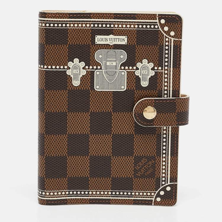 مملوكة مسبقًا Louis Vuitton Damier Ebene Trunk Canvas Small Ring Agenda Cover