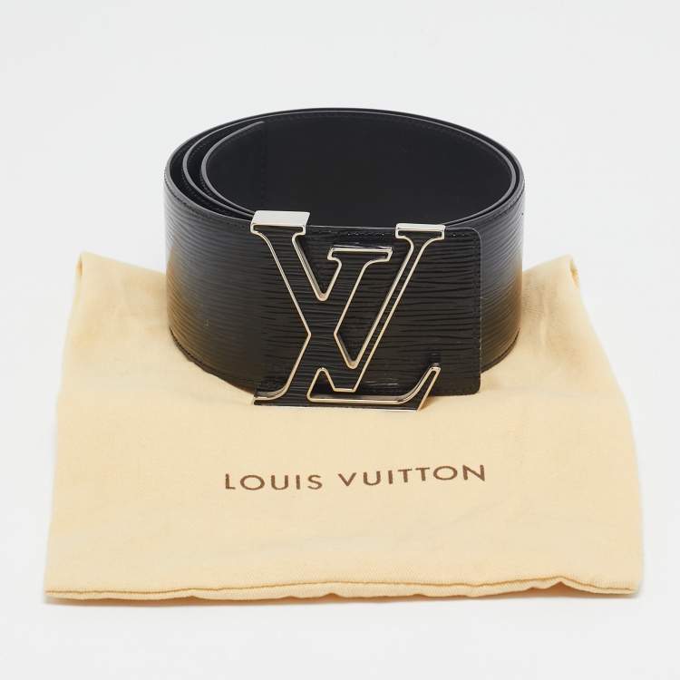 Pre Owned Louis Vuitton Black Electric Epi Leather LV Initiales Waist Belt 85CM