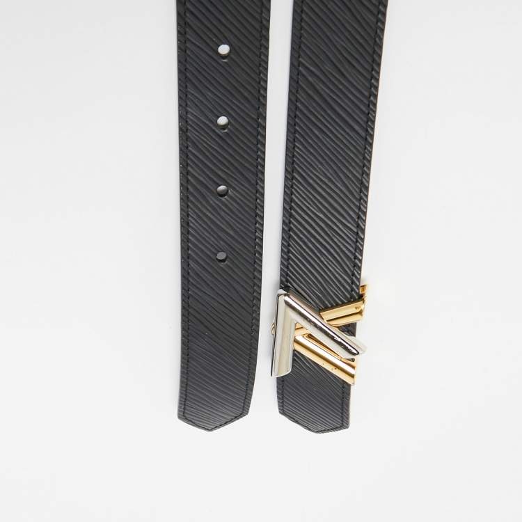 Pre Owned Louis Vuitton Black Epi Leather LV Twist Belt 85 CM