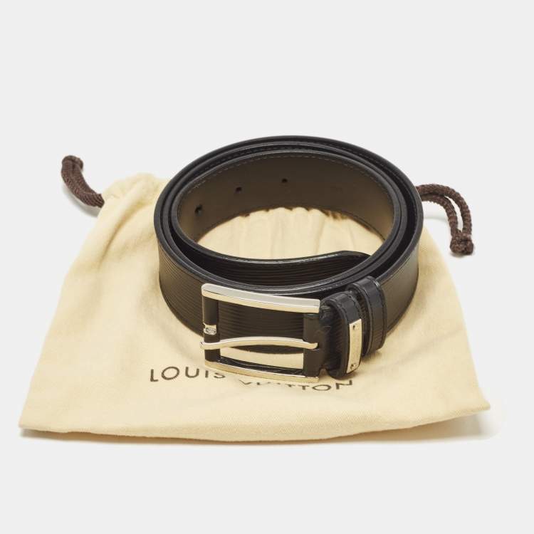 Pre Owned Louis Vuitton Black Epi Leather Legend Buckle Belt 100 CM