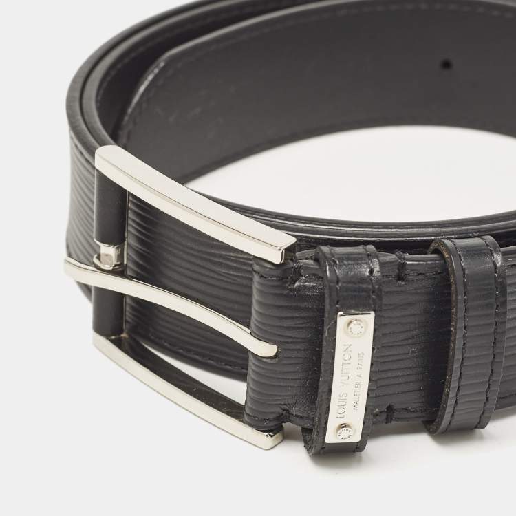 Pre Owned Louis Vuitton Black Epi Leather Legend Buckle Belt 100 CM