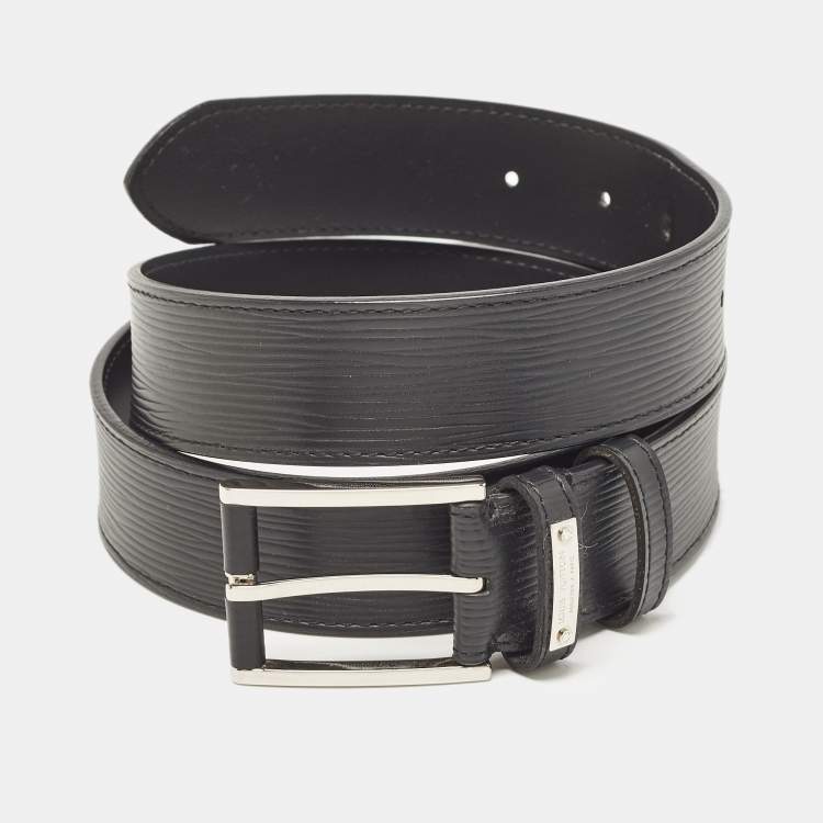 Pre Owned Louis Vuitton Black Epi Leather Legend Buckle Belt 100 CM
