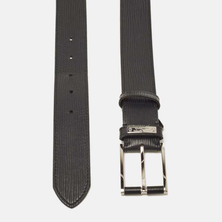Pre Owned Louis Vuitton Black Epi Leather Legend Buckle Belt 100 CM