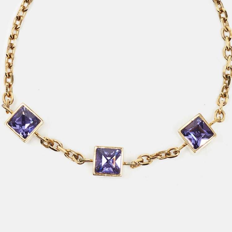 Pre Owned Louis Vuitton Gamble Crystal Gold Tone Bracelet