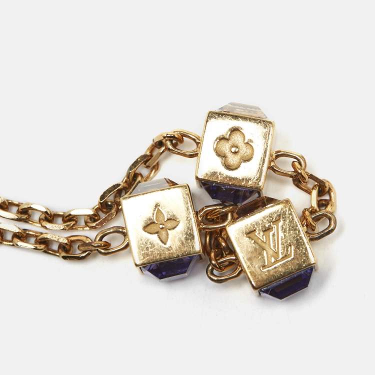 Pre Owned Louis Vuitton Gamble Crystal Gold Tone Bracelet
