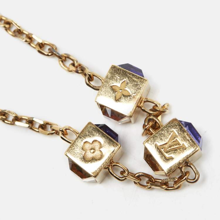 Pre Owned Louis Vuitton Gamble Crystal Gold Tone Bracelet