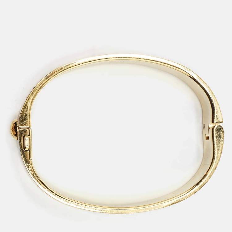Pre Owned Louis Vuitton Enamel Brasserie Confidential Enamel Gold Tone Hinged  Bracelet S