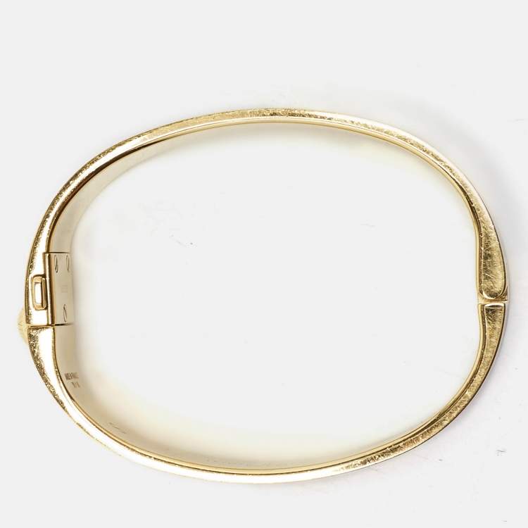 Pre Owned Louis Vuitton Enamel Brasserie Confidential Enamel Gold Tone Hinged  Bracelet S