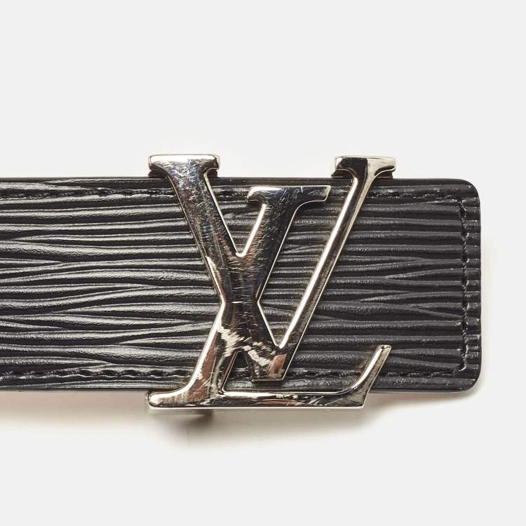 Pre Owned Louis Vuitton Black Epi Leather LV Initiales Belt 85 CM