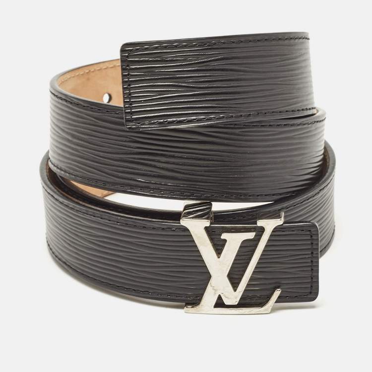 Pre Owned Louis Vuitton Black Epi Leather LV Initiales Belt 85 CM