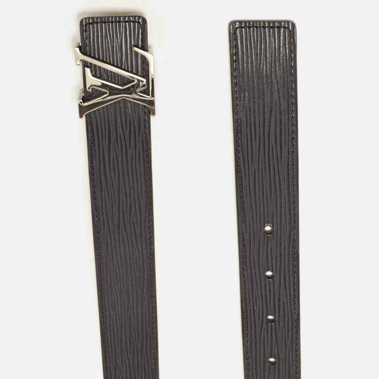 Pre Owned Louis Vuitton Black Epi Leather LV Initiales Belt 85 CM