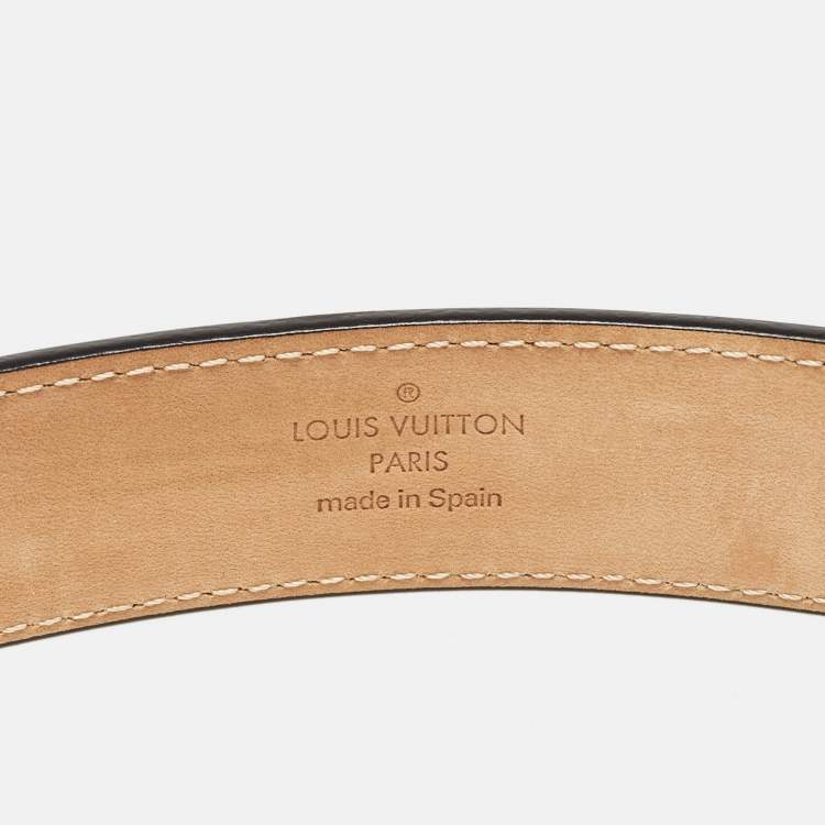 Pre Owned Louis Vuitton Black Epi Leather LV Initiales Belt 85 CM