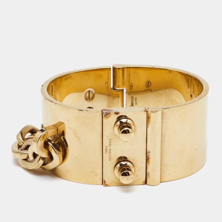 Pre Owned Louis Vuitton Lock Me Manchette Gold Tone Bracelet