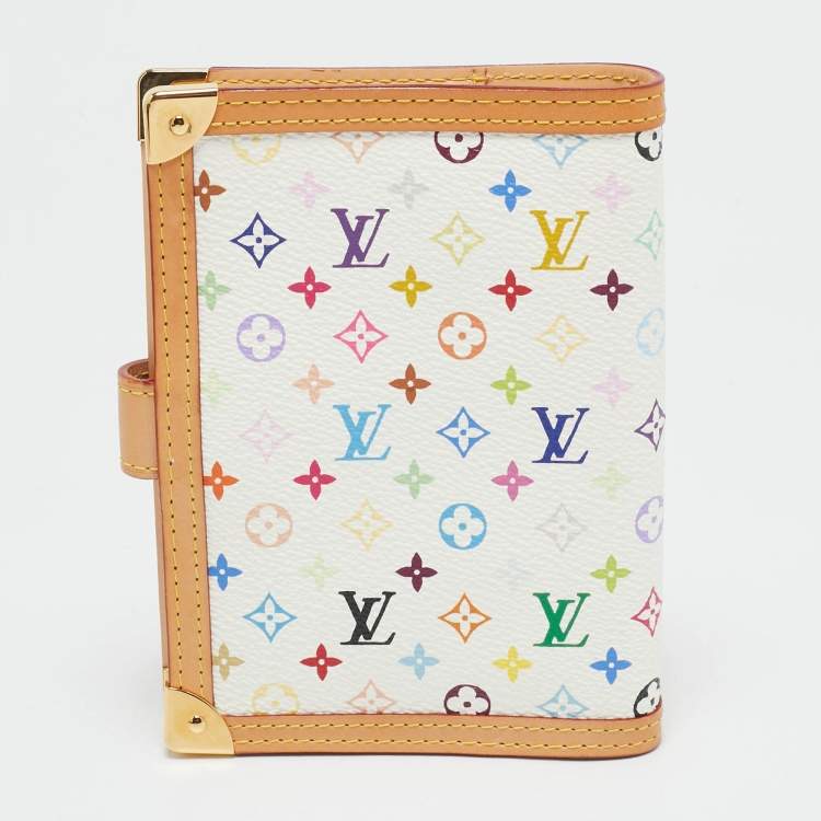 Pre Owned Louis Vuitton White Monogram Multicolor Canvas Small Agenda Ring Cover
