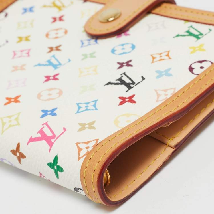 Pre Owned Louis Vuitton White Monogram Multicolor Canvas Small Agenda Ring Cover