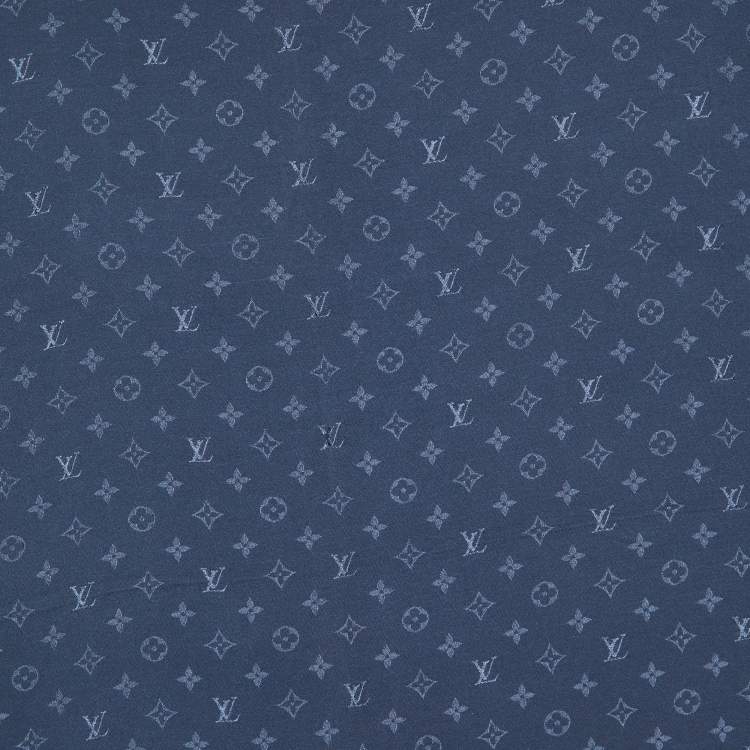 Pre Owned Louis Vuitton Blue Silk LV Monogram Scarf