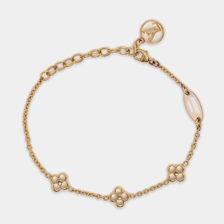 Pre Owned Louis Vuitton Flower Full Gold Tone Station Bracelet
