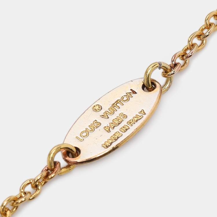 Pre Owned Louis Vuitton Flower Full Gold Tone Station Bracelet