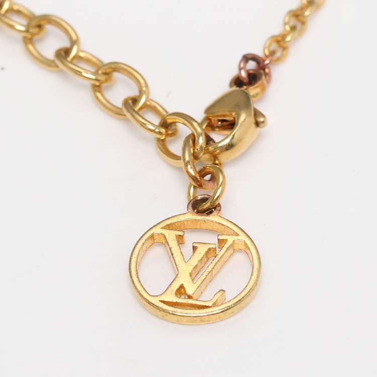 Pre Owned Louis Vuitton Flower Full Gold Tone Station Bracelet