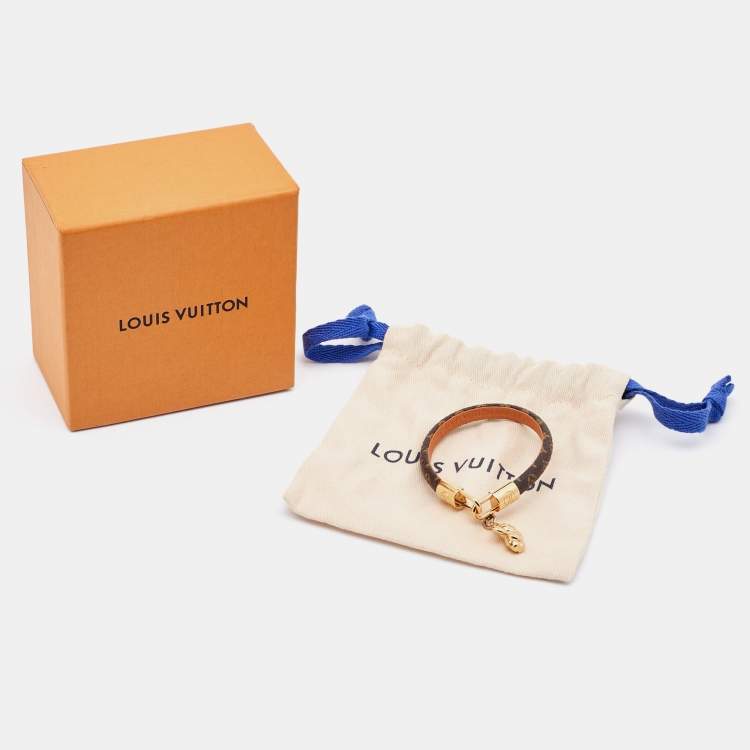 Pre Owned Louis Vuitton Monogram Vivienne Canvas Gold Tone Bracelet 17