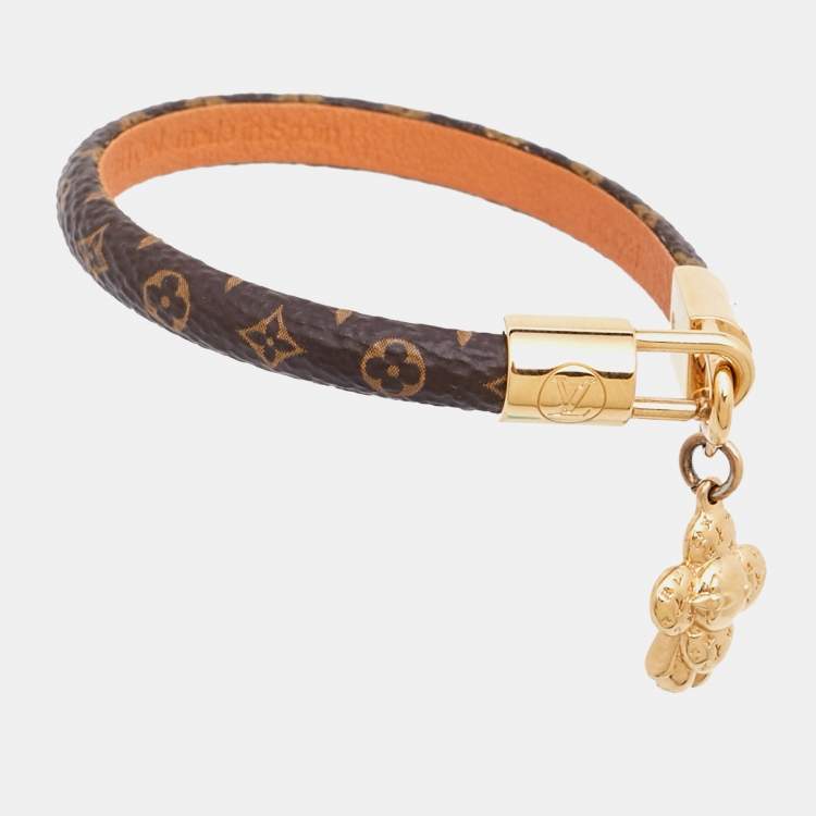 Pre Owned Louis Vuitton Monogram Vivienne Canvas Gold Tone Bracelet 17