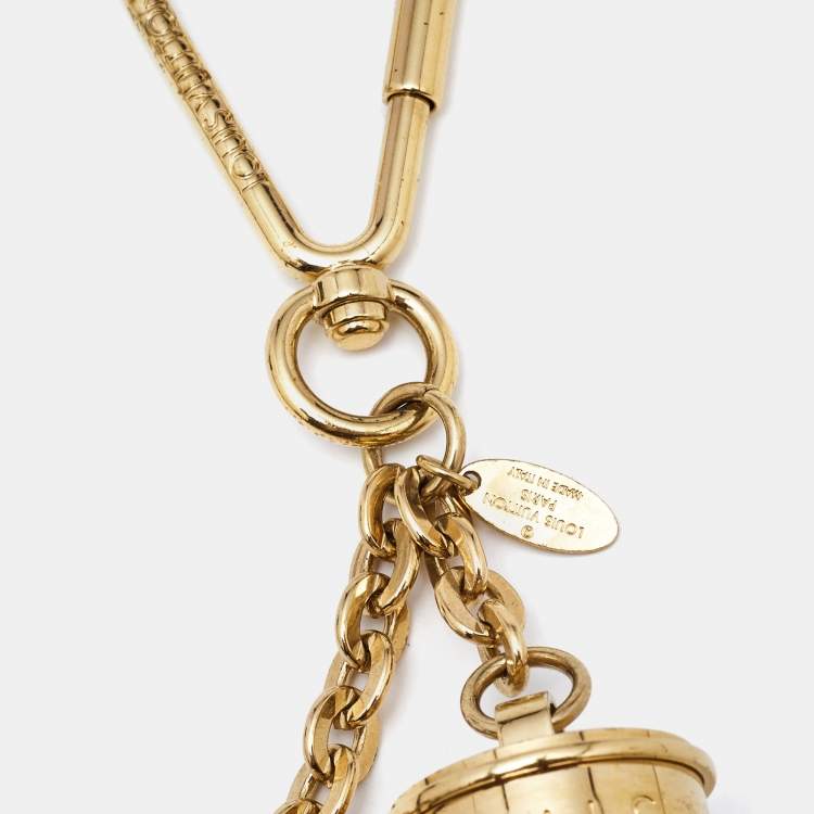 Pre Owned Louis Vuitton Leather Tassel Bow Gold Tone Bag Charm